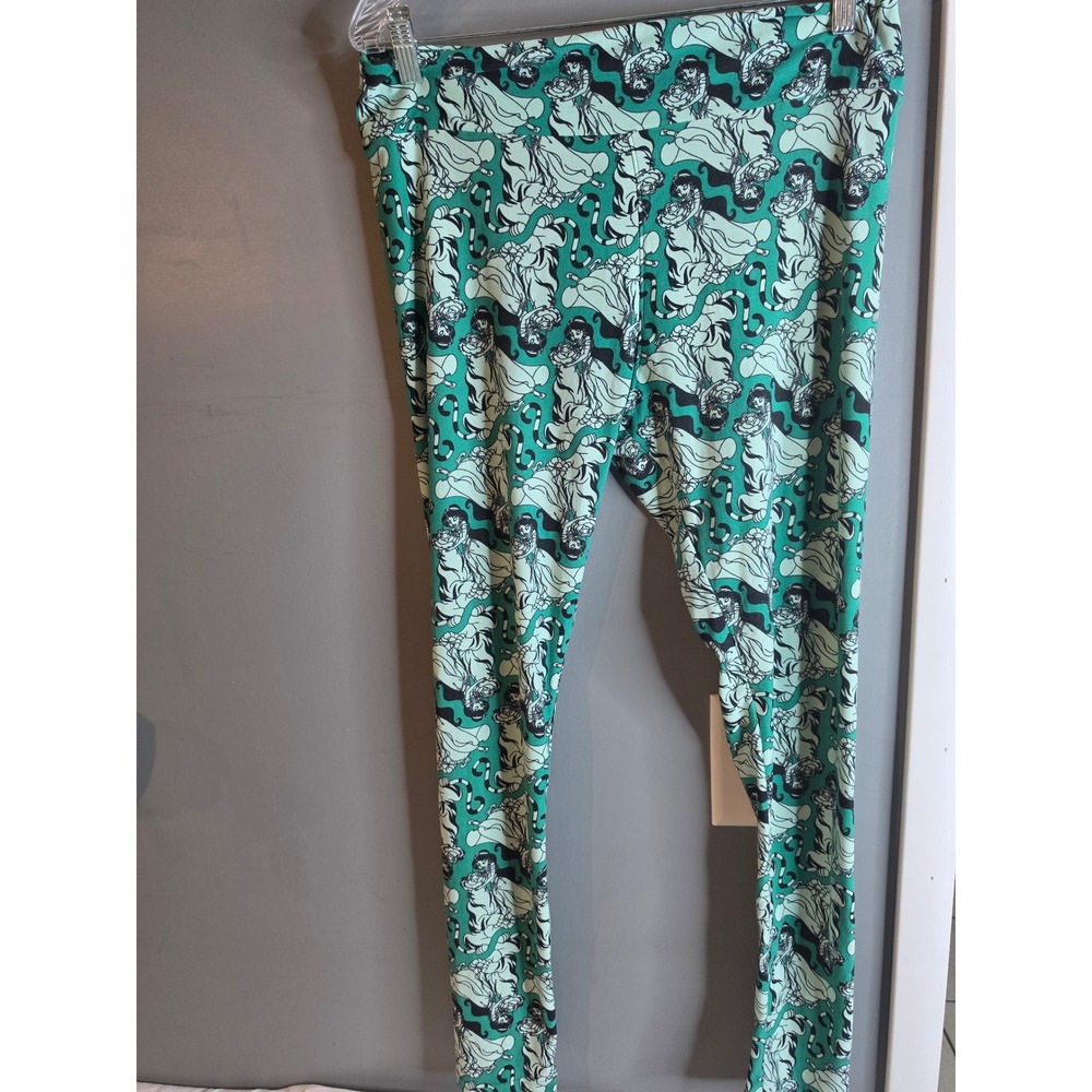 LuLaRoe Disney Princess Jasmine Rajah Leggings Tall & Curvy TC Teal Green